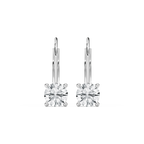 Round LGD Leverback Basket Drop Earrings - 14K White Gold / 3.0ctw