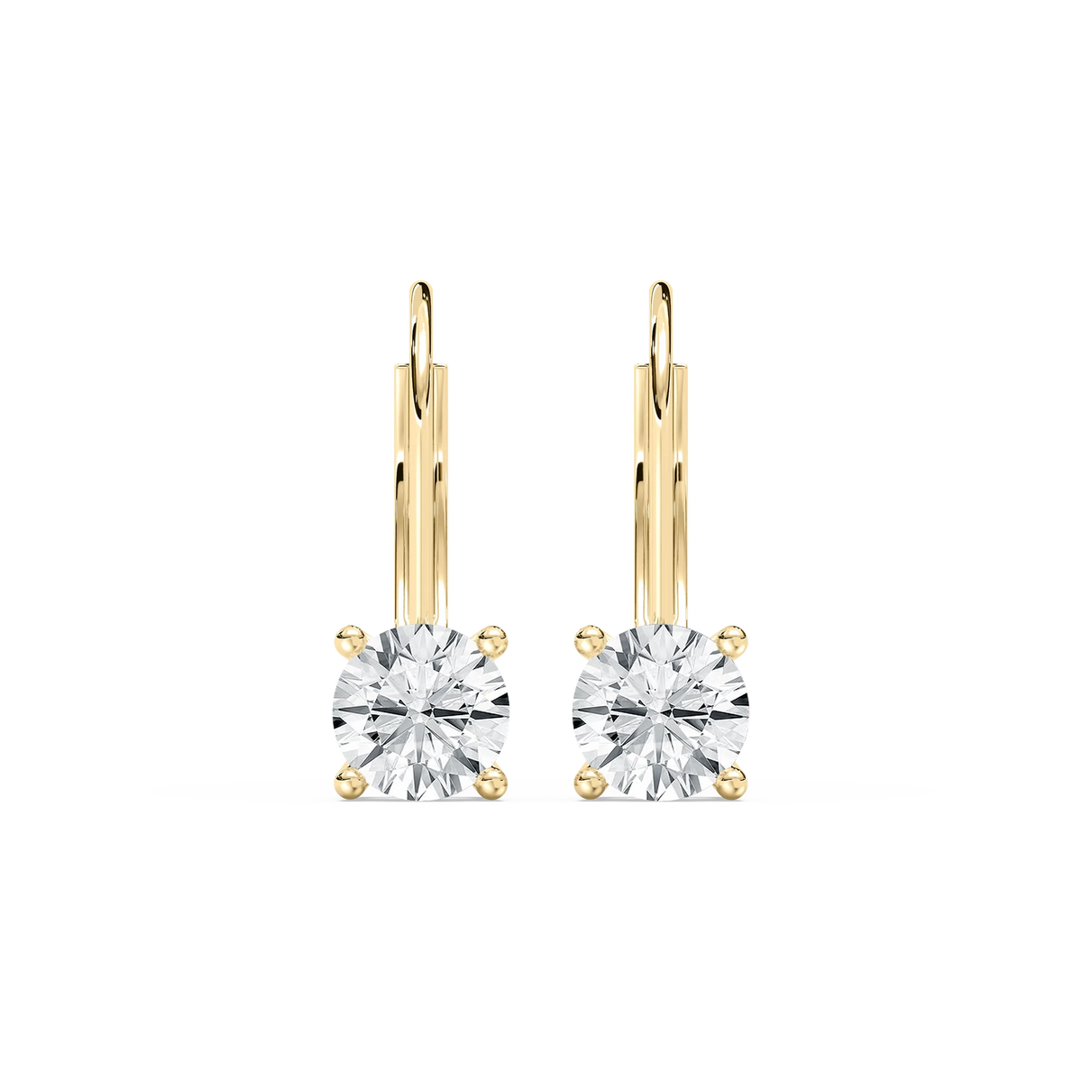Round LGD Leverback Basket Drop Earrings - 14K Yellow Gold / 0.7ctw