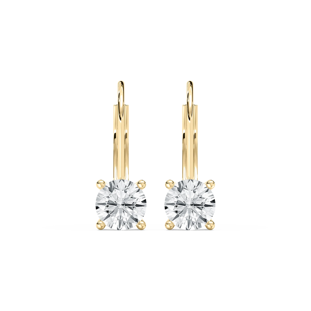 Round LGD Leverback Basket Drop Earrings - 14K Yellow Gold / 1.0ctw