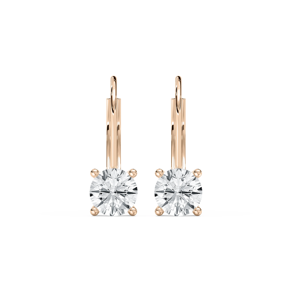 Round LGD Leverback Basket Drop Earrings - 14K Rose Gold / 2.0ctw