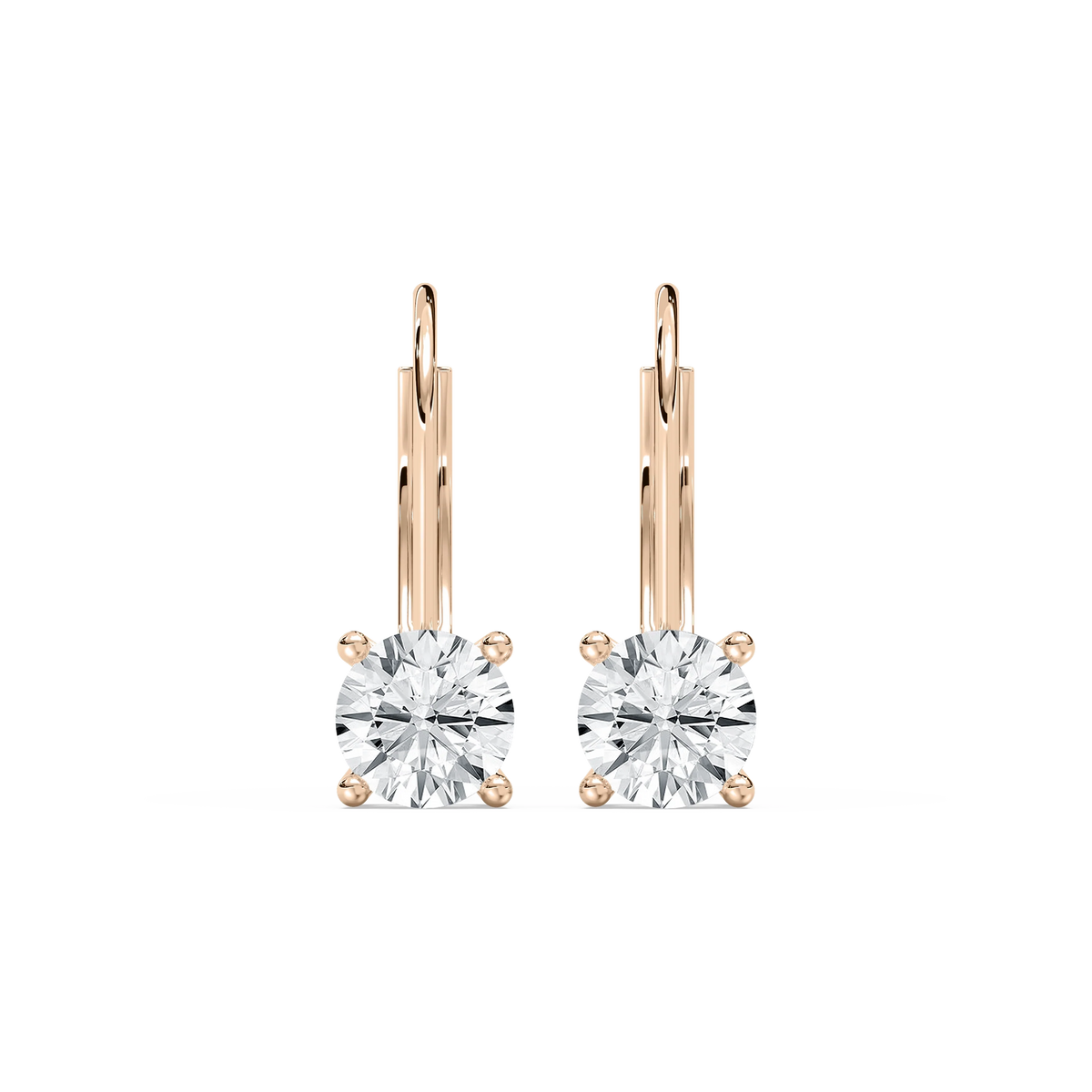 Round LGD Leverback Basket Drop Earrings - 14K Rose Gold / 2.0ctw