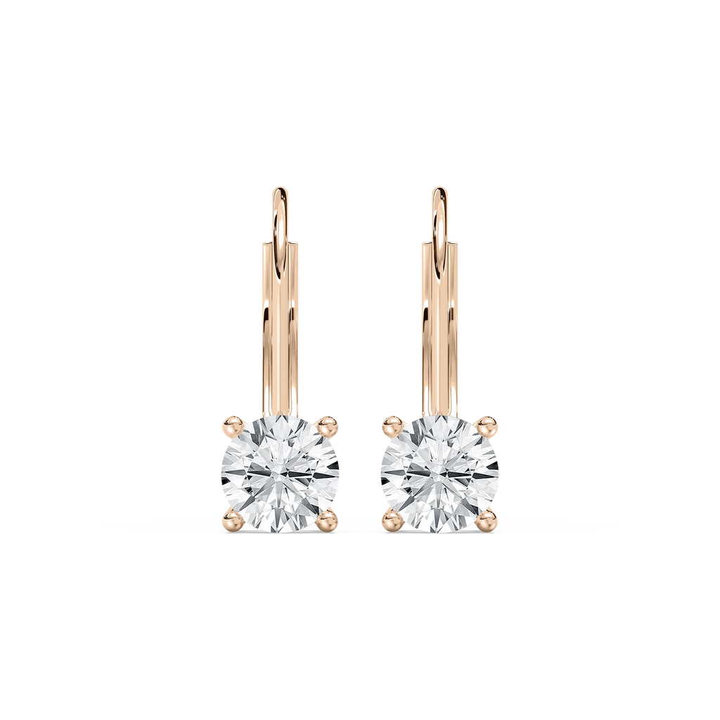 Round LGD Leverback Basket Drop Earrings - 14K Rose Gold / 3.0ctw