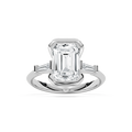 Beatrice 3 ⅓ ctw Emerald LGD Open Bezel Three Stone Engagement Ring - 14K White Gold / F-VS2
