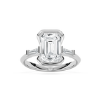 Beatrice 3 ⅓ ctw Emerald LGD Open Bezel Three Stone Engagement Ring - 14K White Gold / F-VS2