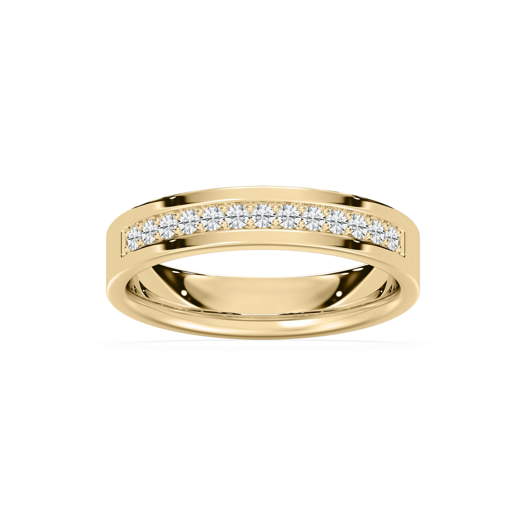 Ezra 1/8 ctw Round LGD Flat Channel Wedding Band - 14K Yellow Gold