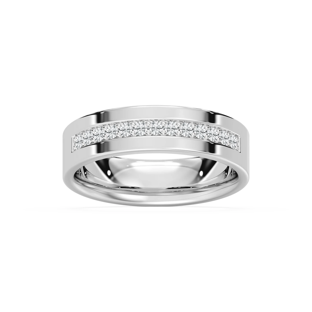 Henry 1/3 ctw Round LGD Flat Channel Wedding Band - 14K White Gold