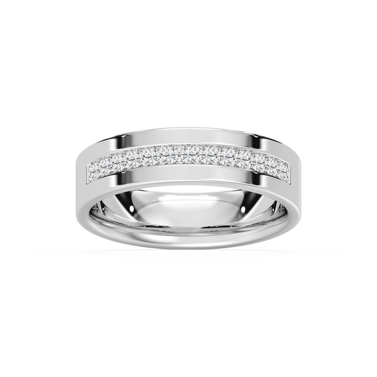 Henry 1/3 ctw Round LGD Flat Channel Wedding Band - 14K White Gold