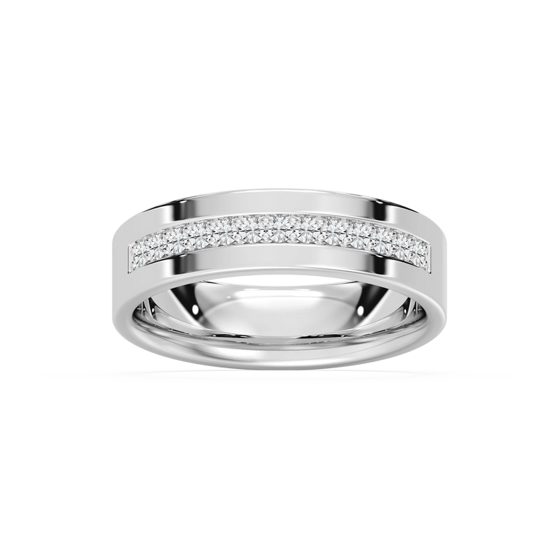 Henry 1/3 ctw Round LGD Flat Channel Wedding Band - 14K White Gold