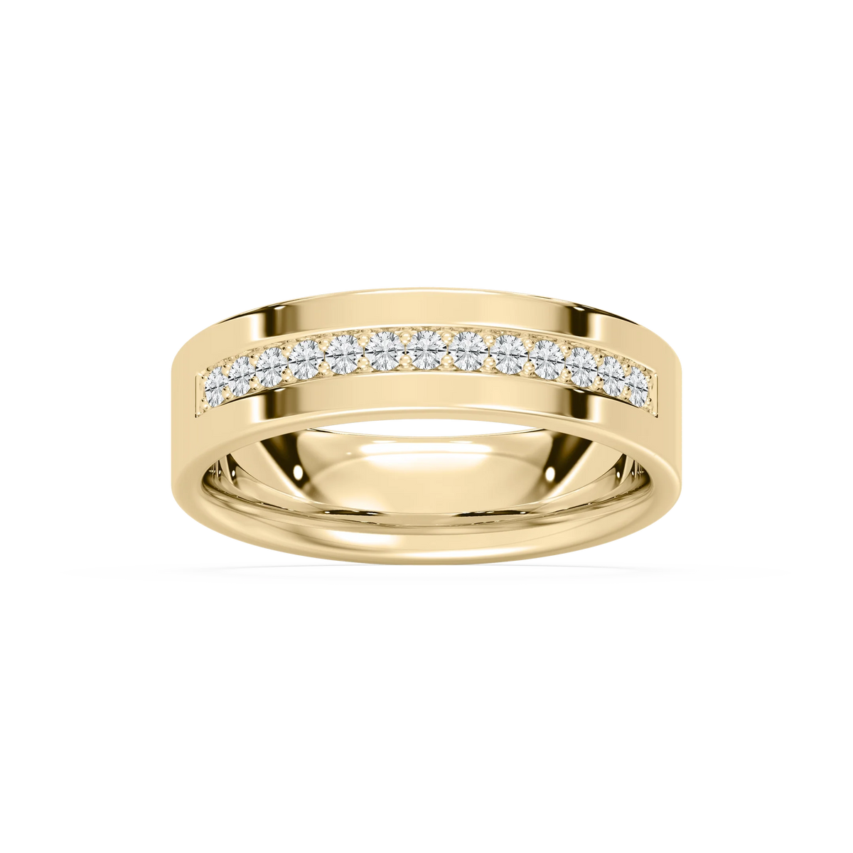 Henry 1/3 ctw Round LGD Flat Channel Wedding Band - 14K Yellow Gold