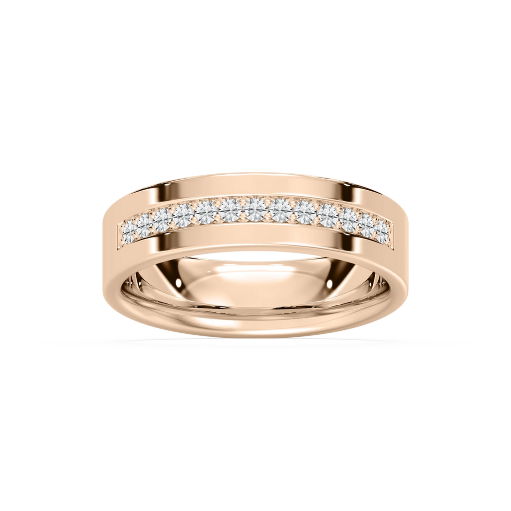 Henry 1/3 ctw Round LGD Flat Channel Wedding Band - 14K Rose Gold