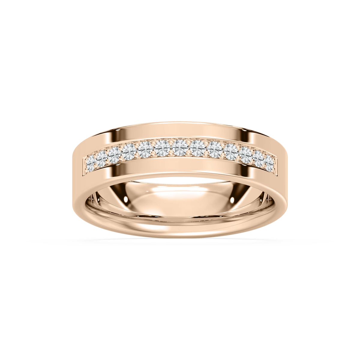 Henry 1/3 ctw Round LGD Flat Channel Wedding Band - 14K Rose Gold
