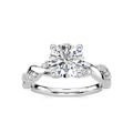 Sadie Round LGD Twist Side Stone Engagement Ring - 14K White Gold
