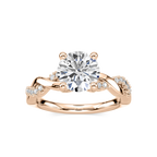 Sadie Round LGD Twist Side Stone Engagement Ring - 14K Rose Gold