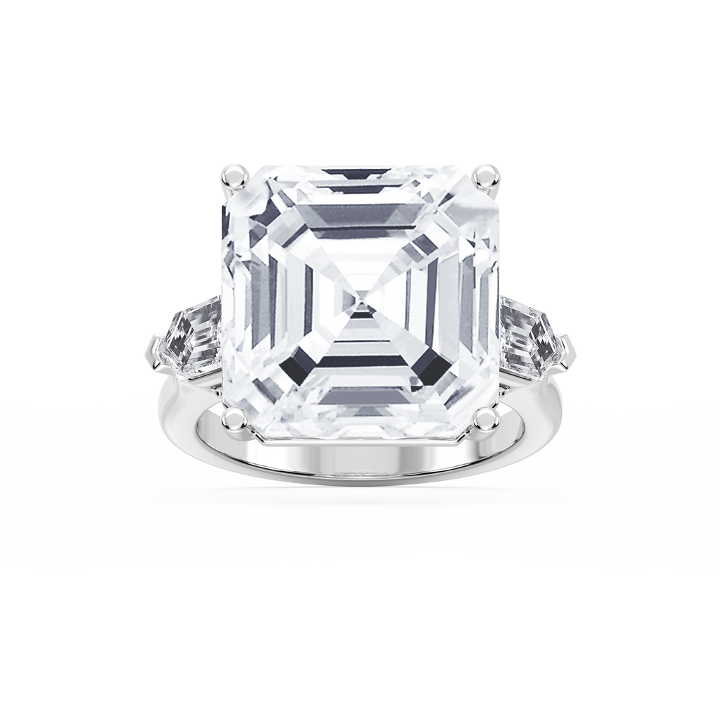 Beth 21 ⅕ ctw Asscher LGD Three Stone Engagement Ring - Signature Collection - 14K White Gold