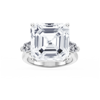 Beth 21 ⅕ ctw Asscher LGD Three Stone Engagement Ring - Signature Collection - 14K White Gold