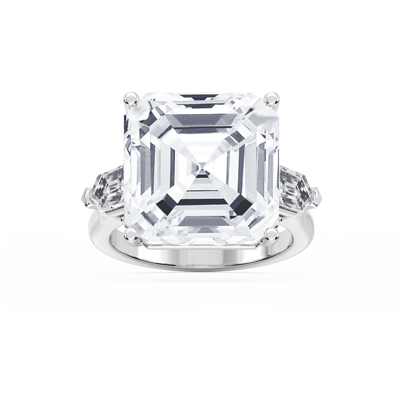 Beth 21 ⅕ ctw Asscher LGD Three Stone Engagement Ring - Signature Collection - 14K White Gold
