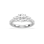 Betty 2 ½ ctw Round LGD Trellis Three Stone Engagement Ring - 14K White Gold / E-VS1