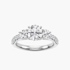 Betty 2 ½ ctw Round LGD Trellis Three Stone Engagement Ring - 14K White Gold / D-VVS2