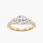 Betty 2 ½ ctw Round LGD Trellis Three Stone Engagement Ring - 14K Yellow Gold / F-VS2