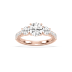 Betty 2 ½ ctw Round LGD Trellis Three Stone Engagement Ring - 14K Rose Gold / E-VS1
