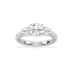 Betty 2 ½ ctw Round LGD Trellis Three Stone Engagement Ring - 18K White Gold / F-VS2