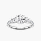 Betty 2 ½ ctw Round LGD Trellis Three Stone Engagement Ring - Platinum / F-VS2