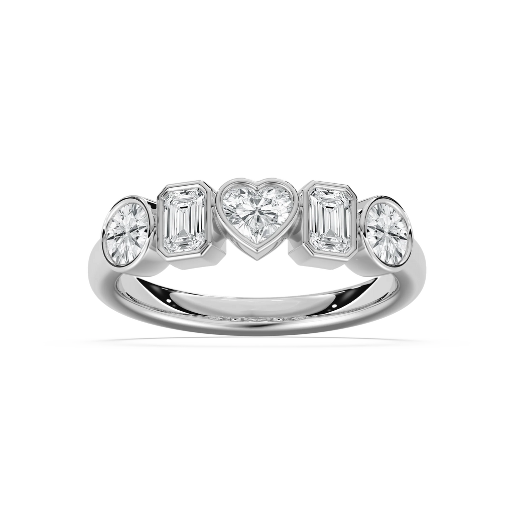 Collins 1 ¼ ctw Multi-Shape LGD Bezel 5-Stone Anniversary Band - 14K White Gold
