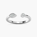 Amy 1/6 ctw Round And Marquise LGD Bezel Open Toi et Moi Engagement Ring - 14K White Gold