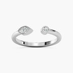 Amy 1/6 ctw Round And Marquise LGD Bezel Open Toi et Moi Engagement Ring - 14K White Gold