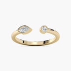 Amy 1/6 ctw Round And Marquise LGD Bezel Open Toi et Moi Engagement Ring - 14K Yellow Gold
