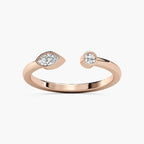 Amy 1/6 ctw Round And Marquise LGD Bezel Open Toi et Moi Engagement Ring - 14K Rose Gold