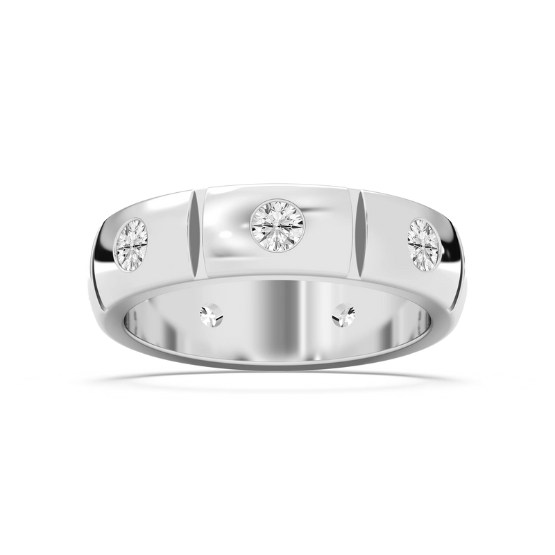 Ethan 1 ⅙ ctw Round LGD 6.20mm Burnished Set Eternity Mens Wedding Band - 14K White Gold