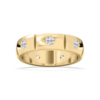 Ethan 1 ⅙ ctw Round LGD 6.20mm Burnished Set Eternity Mens Wedding Band - 14K Yellow Gold