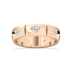 Ethan 1 ⅙ ctw Round LGD 6.20mm Burnished Set Eternity Mens Wedding Band - 14K Rose Gold