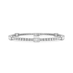 4 ⅓ ctw Emerald and Round LGD Bezel Set Five Station Tennis Bracelet - 7 Inches