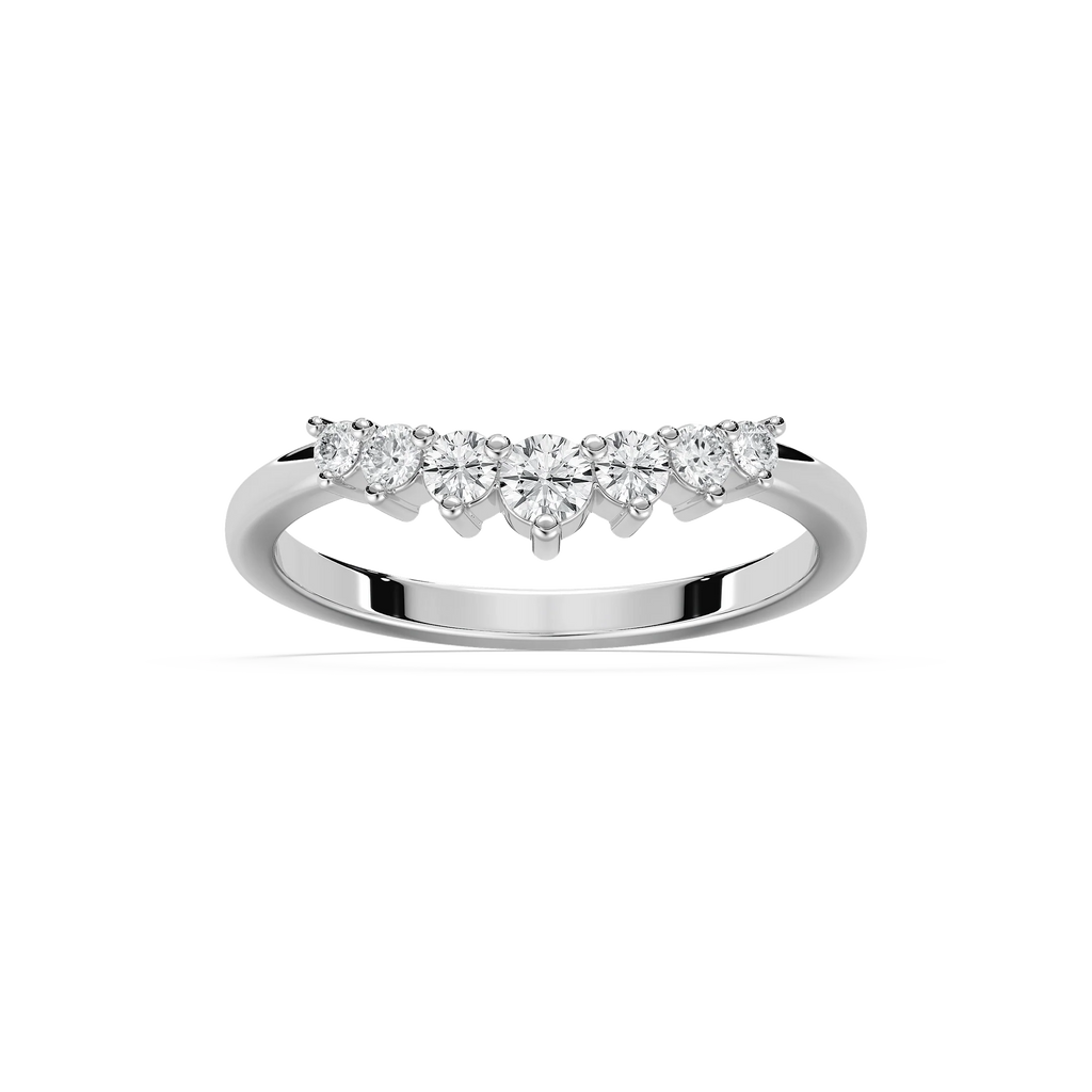 Brynn 1/5 ctw Round LGD Graduated Curved Band - 14K White Gold