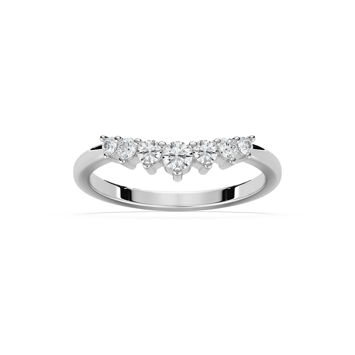 Brynn 1/5 ctw Round LGD Graduated Curved Band - 14K White Gold