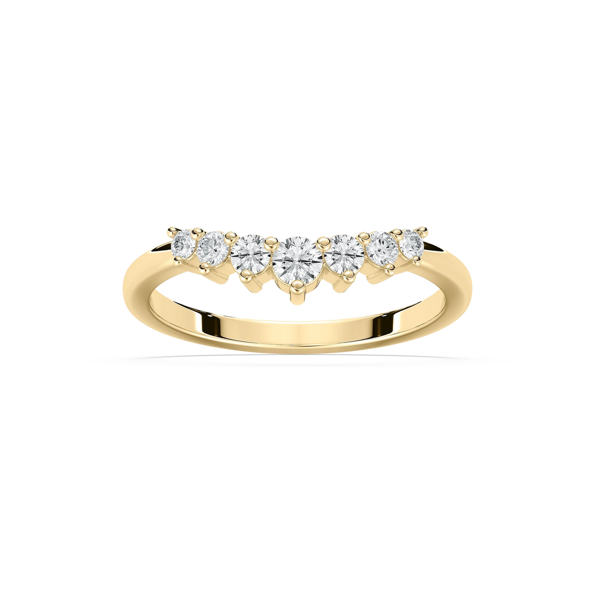 Brynn 1/5 ctw Round LGD Graduated Curved Band - 14K Yellow Gold
