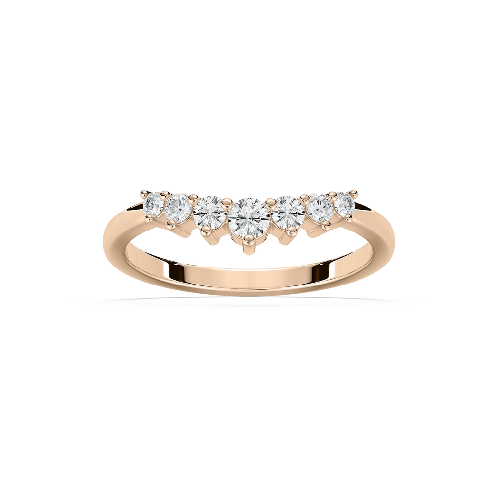 Brynn 1/5 ctw Round LGD Graduated Curved Band - 14K Rose Gold