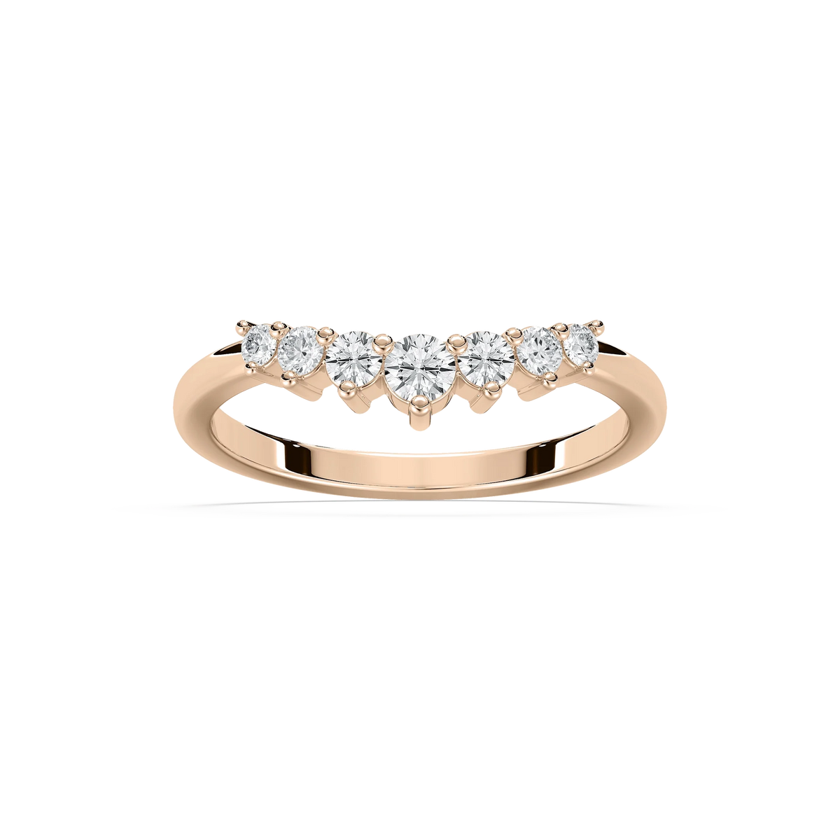Brynn 1/5 ctw Round LGD Graduated Curved Band - 14K Rose Gold
