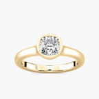 Brielle Cushion LGD Satin Finish Bezel Set Artisan Solitaire Engagement Ring - 18K Yellow Gold