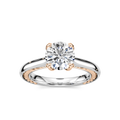 Rani Round LGD Lasso Rope Solitaire Engagement Ring - Two-Tone 14K White Gold and 14K Rose Gold