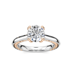 Rani Round LGD Lasso Rope Solitaire Engagement Ring - Two-Tone 14K White Gold and 14K Rose Gold