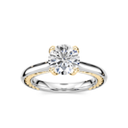 Rani Round LGD Lasso Rope Solitaire Engagement Ring - Two-Tone 14K White Gold and 14K Yellow Gold