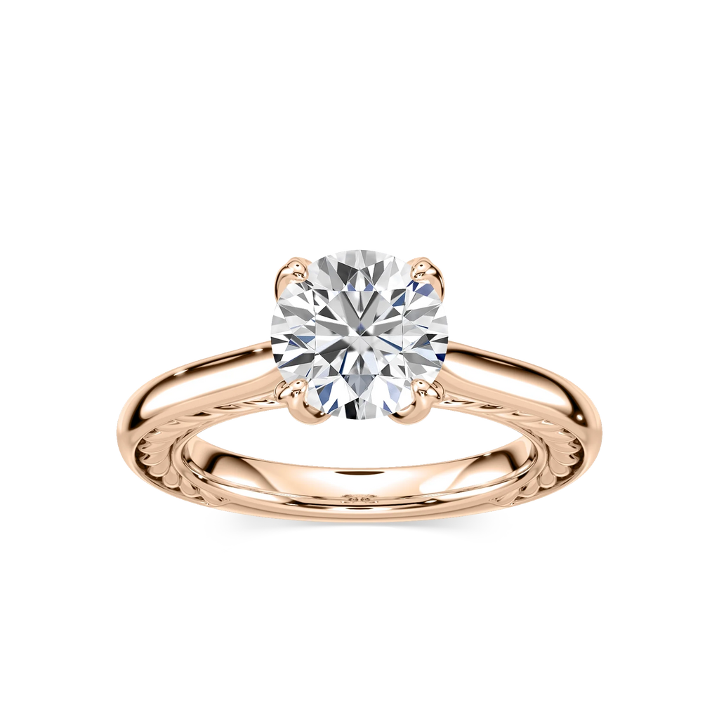 Rani Round LGD Lasso Rope Solitaire Engagement Ring - 14K Rose Gold