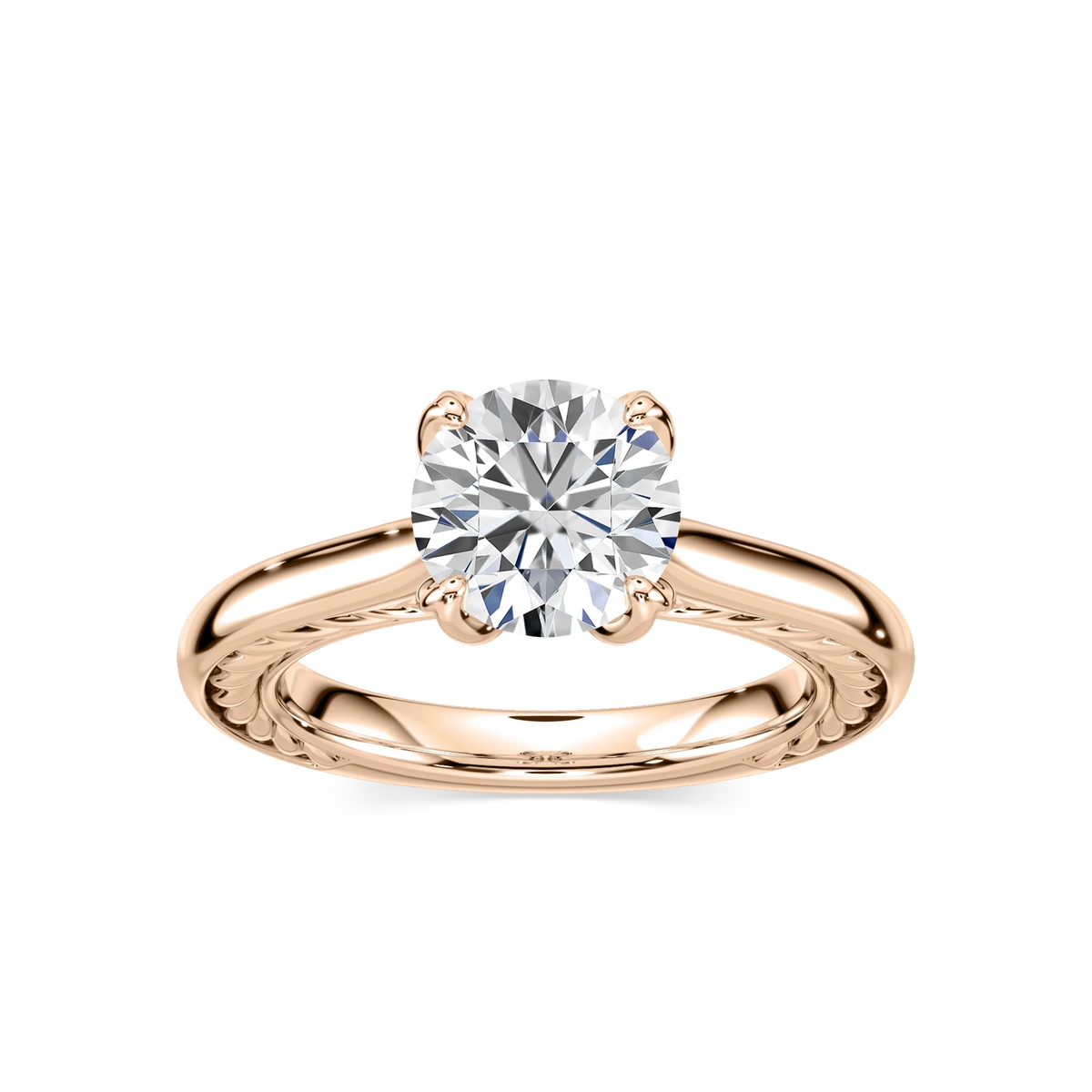 Rani Round LGD Lasso Rope Solitaire Engagement Ring - 14K Rose Gold