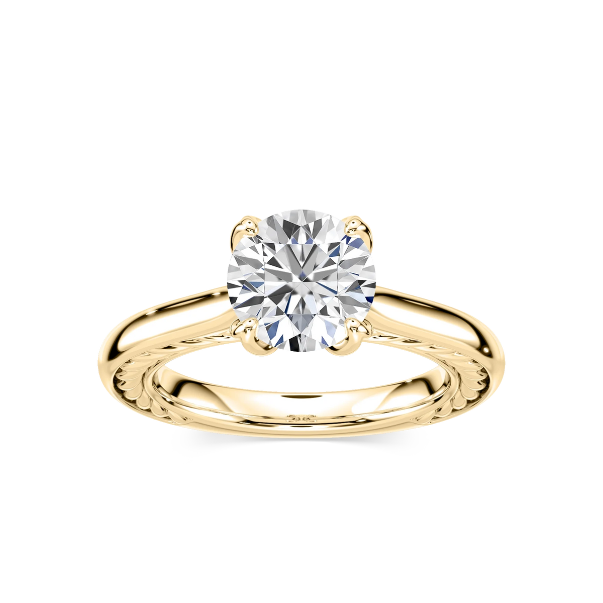 Rani Round LGD Lasso Rope Solitaire Engagement Ring - 18K Yellow Gold