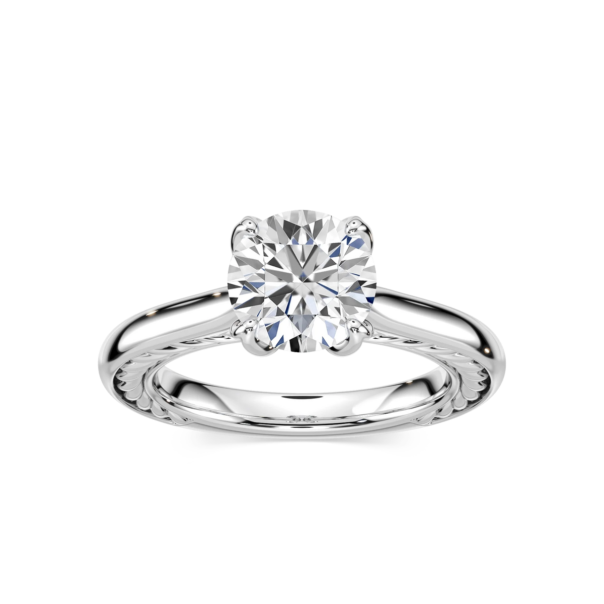 Rani Round LGD Lasso Rope Solitaire Engagement Ring - Platinum