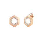 Hexagon Shape Diamond Accent Earrings - 14K Rose Gold image