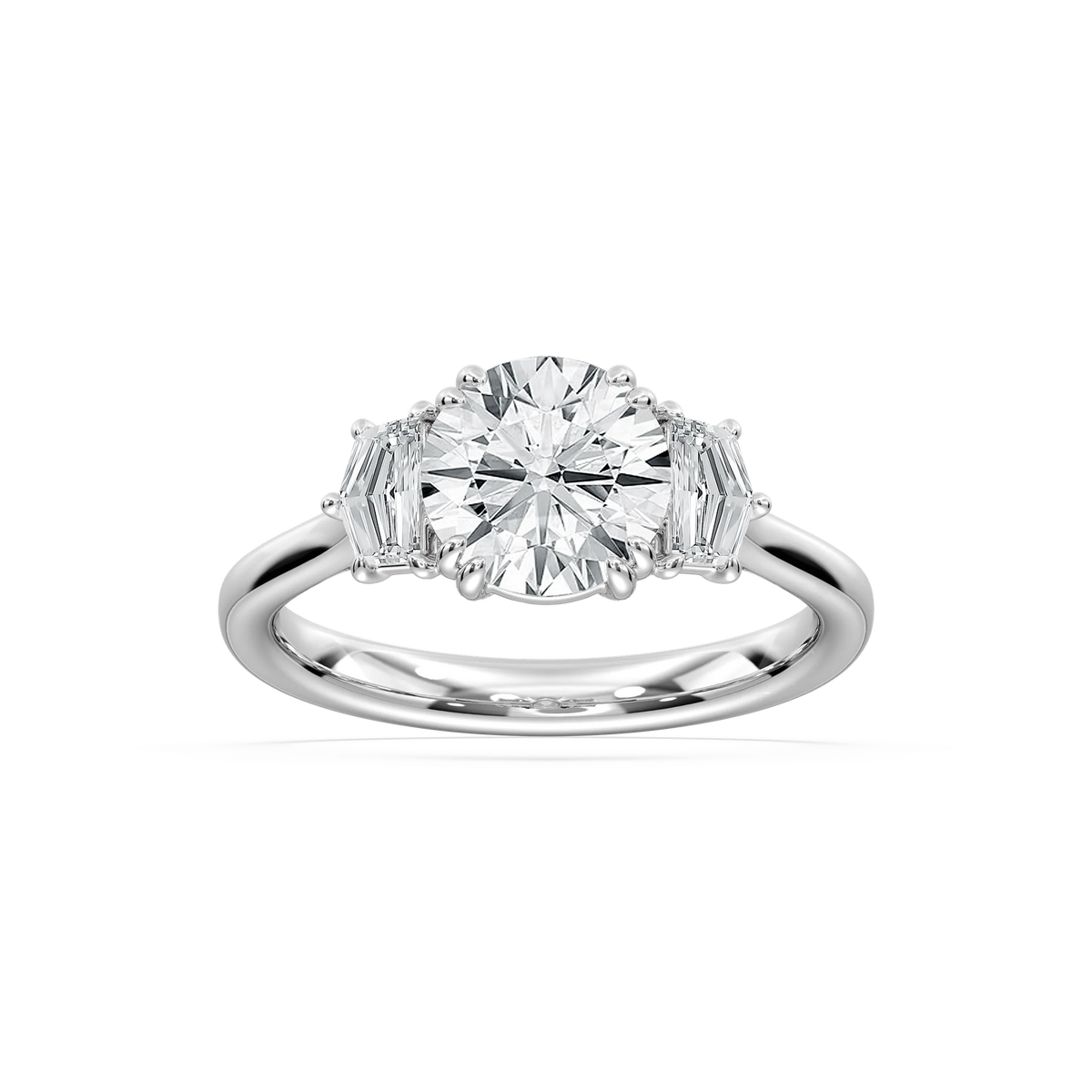 Cadyn 2 ½ ctw Round LGD Double Prong Three Stone Engagement Ring - Platinum